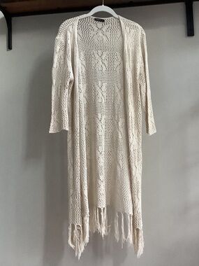 Vivid Importers Crocheted 3/4-Sleeve Cardigan Topper One Size Fits S/M